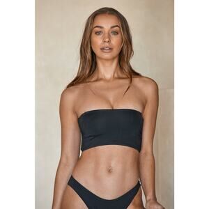 Andie Swim Black The Bora Bora Bikini Top in Black L NWT